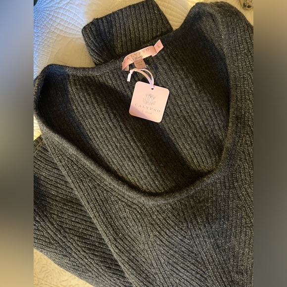 Calypso St. Barth Kahimi 100% Cashmere Dress Sweater Gray Ribbed Luxury Class ☃️ - Picture 4 of 7
